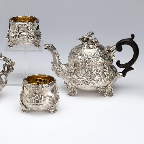A five-piece silver tea service in the style of David Teniers Servicio de té de &hellip;