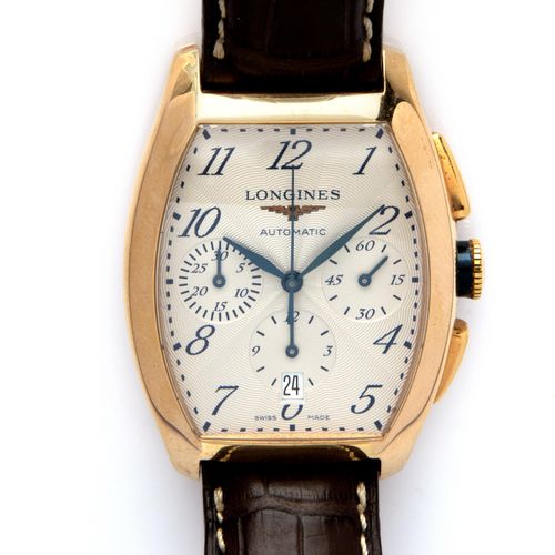 An 18k yellow gold automatic wristwatch with chronograph, by Longines An 18k yel&hellip;