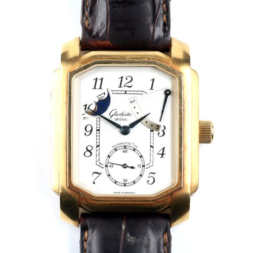 An 18k yellow gold gentlemen's wristwatch, by Glashutte Glashutte出品的18K黄金绅士腕表，机械&hellip;