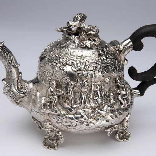 A five-piece silver tea service in the style of David Teniers 大卫-泰尼尔斯风格的五件套银质茶具，&hellip;