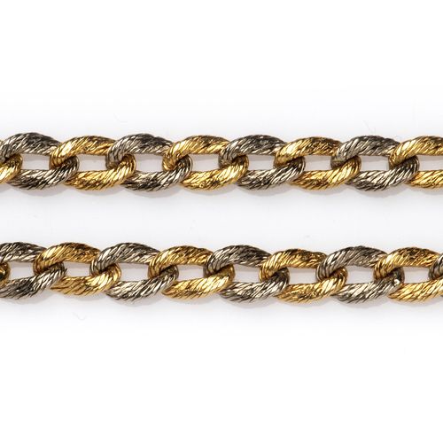 An 18k gold necklace, by Georges Lenfant Georges Lenfant的18K金项链，由双色金纹理链节组成，长80.0&hellip;