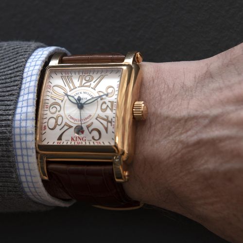 An oversized 18k gold gentlemen's automatic wristwatch with date, by Franck Mull&hellip;