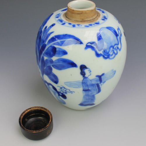 A blue and white ovoid tea canister Blau-weißer, eiförmiger Teekanister, Kangxi-&hellip;