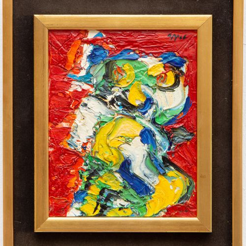 Karel Appel (1921-2006) 卡雷尔-阿佩尔（1921-2006），《无题》，署名 "阿佩尔"（右上方），布面油画，24x19厘米，画于196&hellip;