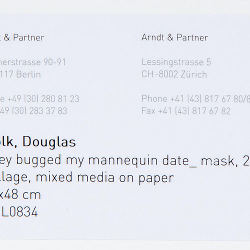 Douglas Kolk (1963-2014) 道格拉斯-科尔克（1963-2014），《他们打扰了我的模特儿》（14），所有作品都有标题、编号和铅笔日期 "&hellip;
