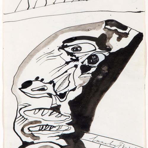 LUCEBERT (1924-1994) Lucebert (1924-1994), Two faces, ink on paper, 27x21 cm, si&hellip;