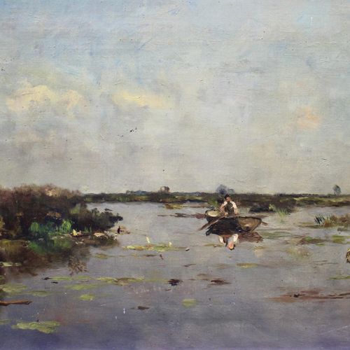 Victor Bauffe (1849-1921) Victor Bauffe (1849-1921), paesaggio di Polder con pes&hellip;