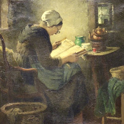 Johannes Weiland (1856-1909) Johannes Weiland (1856-1909), Interior with woman r&hellip;