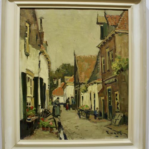 Arie Zwart (1903-1981) Arie Zwart (1903-1981)，《Elburg的阳光街道》，署名 "Zwart"（右下），布面油画，&hellip;