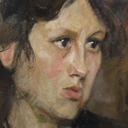 Umberto Veruda (Italiaans, 1868-1904) 翁贝托-维鲁达（意大利，1868-1904），一位年轻女士的肖像，署名 "维鲁达"（&hellip;