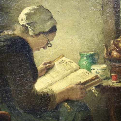 Johannes Weiland (1856-1909) Johannes Weiland (1856-1909), 室内有女人在读书，签名 "Weiland"&hellip;