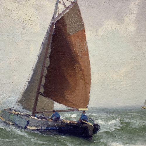 Henk Dekker (1897-1974) Henk Dekker（1897-1974），海上的渔船，署名 "Henk Dekker"。(左下角），布面油画&hellip;