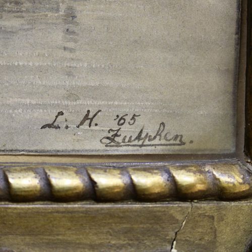 Lambertus Hardenberg (1822-1900) 兰伯特-哈登伯格（1822-1900），《祖特芬的渔港》，签名、日期和注释 "L.H. '65&hellip;