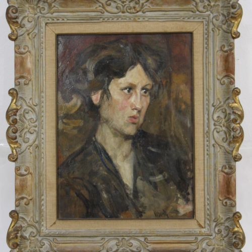 Umberto Veruda (Italiaans, 1868-1904) 翁贝托-维鲁达（意大利，1868-1904），一位年轻女士的肖像，署名 "维鲁达"（&hellip;