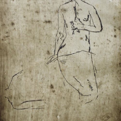 George Hendrik Breitner (1857-1923) 乔治-亨德里克-布赖特纳（1857-1923），女性裸体造型，蚀刻版画，29x20厘米（&hellip;