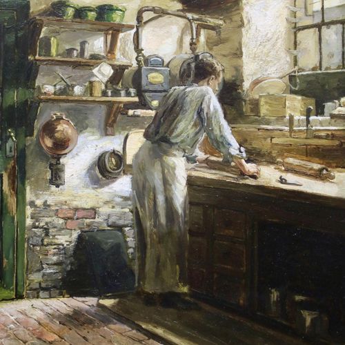Émile Pottier (Frans, 1873-1907) 埃米尔-波蒂埃（法国，1873-1907），《面包师》，署名 "埃"。Pottier"（右下角&hellip;