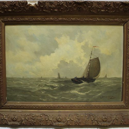 Willem Gruyter (1856-1908) Willem Gruyter (1856-1908), Untamed sea, 签名 "J. W. De&hellip;