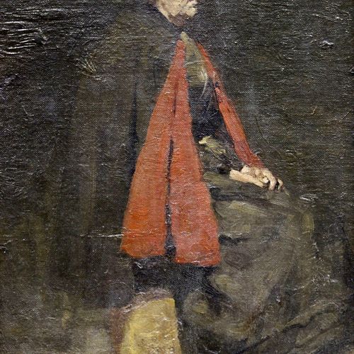 Johannes Weiland (1856-1909) Johannes Weiland (1856-1909), 坐在教堂长椅上的女人, 布面油画, 46.&hellip;