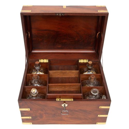 A Regency brass-mounted mahogany campaign liquor chest A Regency brass-mounted m&hellip;