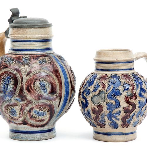 Two German stoneware jugs Two German stoneware jugs, 18th century, Westerwald, T&hellip;
