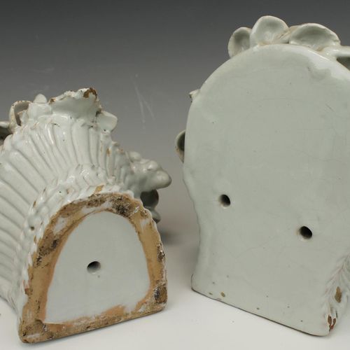 A pair of white faience flower basket bookends A pair of white faience flower ba&hellip;