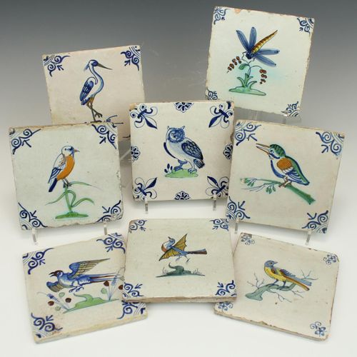 Eight Delft polychrome pottery tiles Ocho azulejos de cerámica policromada de De&hellip;