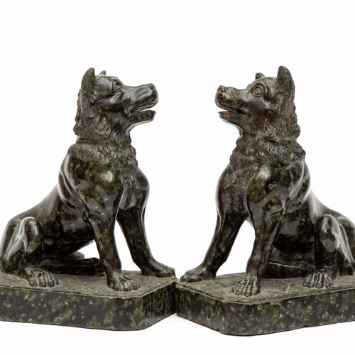 A pair of Italian serpentine marble dog figures A pair of Italian serpentine mar&hellip;