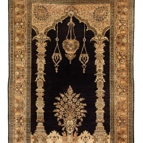 A Turkish silk praying rug A Turkish silk praying rug, 20th century, Decorated w&hellip;