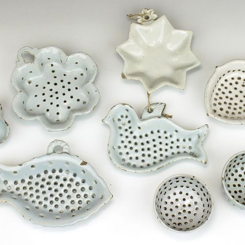A collection of white Delft strainers A collection of white Delft strainers, 18t&hellip;