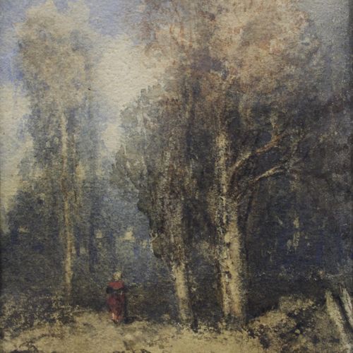 Jules Dupré (Frans, 1811-1889) Jules Dupré (Frans, 1811-1889), Vrouw in het bos,&hellip;