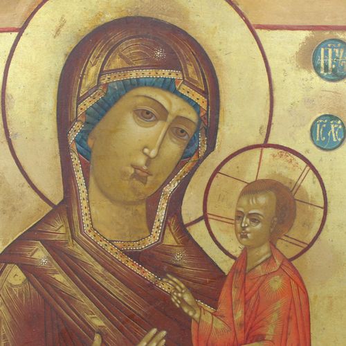 Een 19e eeuws Russisch icoon Icona russa del XIX secolo, La Vergine Maria, Madre&hellip;