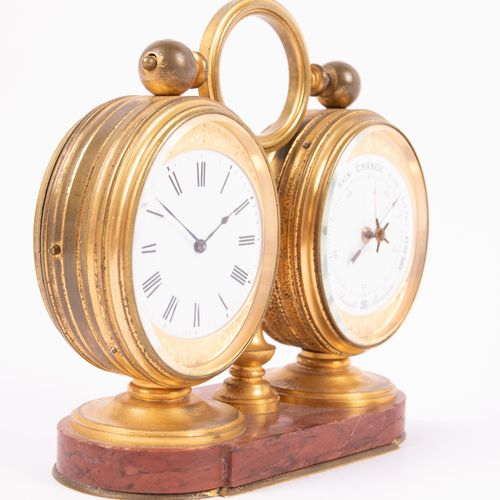 An English gilt-bronze table clock, barometer and thermometer Englische Tischuhr&hellip;