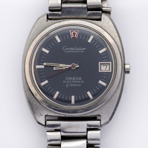A steel gentlemen's wristwatch with date, Omega 一款欧米茄的精钢男士腕表，带日期，机芯。1250，电子机芯，圆形&hellip;