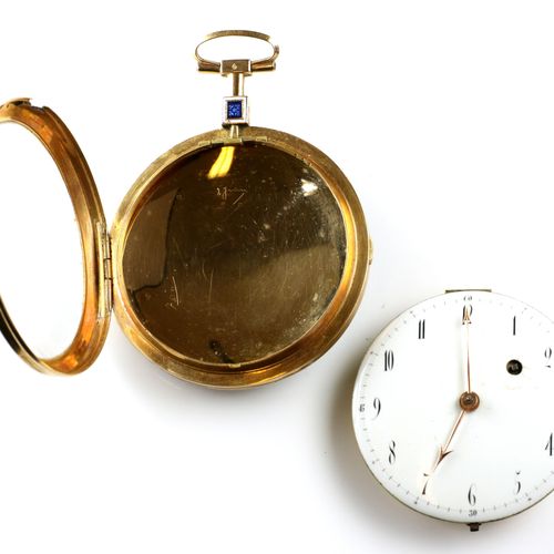 An antique gold pocketwatch Une montre de poche ancienne en or, cadran circulair&hellip;