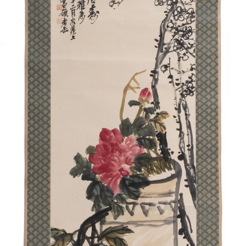 A Chinese scroll painting, after Changshuo Wu (1844-1927) Dipinto cinese su roto&hellip;