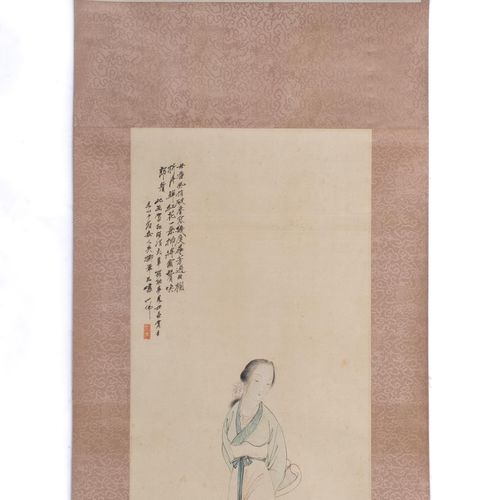 A Chinese scroll painting, probably by Yefo Hu (1908-1980) Pintura china en perg&hellip;