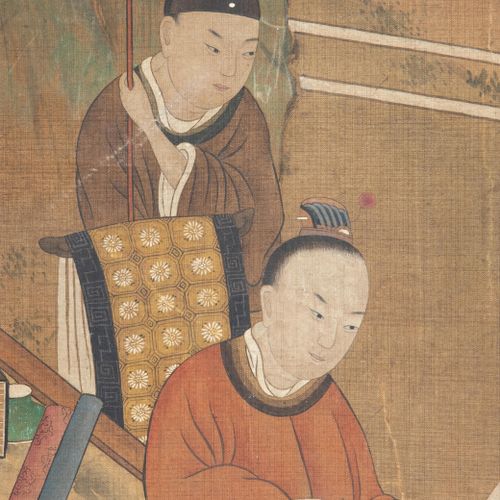 A Chinese scroll painting Peinture chinoise sur rouleau, XIXe siècle ou plus tar&hellip;