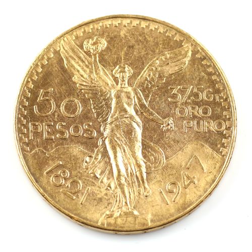 Null Una moneta d'oro, Una moneta d'oro, Messico, 50 Pesos 1947, 900/1000, peso &hellip;