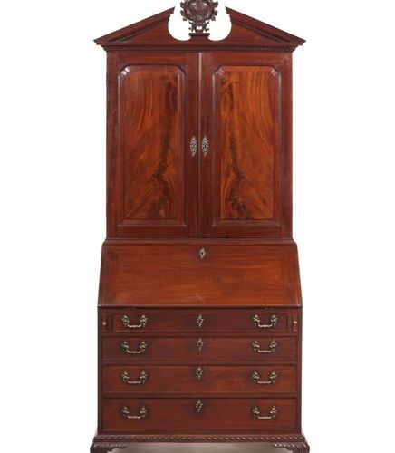 A George II carved mahogany bureau cabinet attributed to Gillows A George II car&hellip;