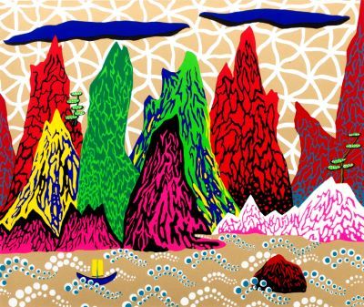 Yayoi Kusama_The Yangtze River sérigraphie en couleurs, 1990, sur Izumi, signée,&hellip;