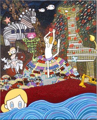 Maki Hosokawa_Fantasia acrylic on canvas, painted in 2013, signed, titled and da&hellip;