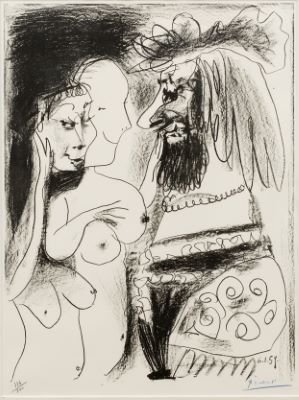 Pablo Picasso_Le vieux roi 
Lithographie, 1959, auf Arches, mit blauem Bleistift&hellip;