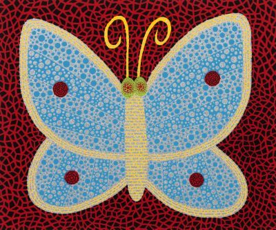 Yayoi Kusama_Papillon (II) screenprint in colours, lamé, 2000, on BFK Rives, sig&hellip;