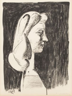 Pablo Picasso_Grand Profil Lithographie, 1947, auf Arches, mit Bleistift signier&hellip;