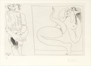 Pablo Picasso_Homme des bois devant une toile représentant une bacchante, Pl.241&hellip;