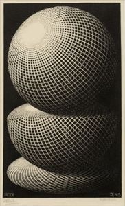Maurits Cornelis Escher_Three Spheres I gravure sur bois, 1945, signée au crayon&hellip;