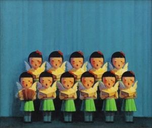 Liu Ye_Chorus of Angels screenprint in colours on canvas, 2001, signed and dated&hellip;