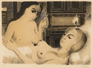 Paul Delvaux_Le sommeil lithograph in colours, 1970, on Arches, signed in pencil&hellip;