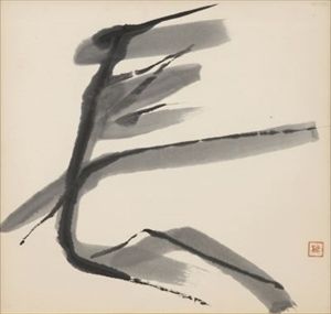 Toko Shinoda_Long 
Indian ink on paper mounted on canvas, executed in 1964, seal&hellip;