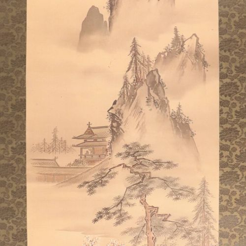 Null [Scrolls]. Kano Naonobu (1606-1650). (Village along a river in a mountainou&hellip;